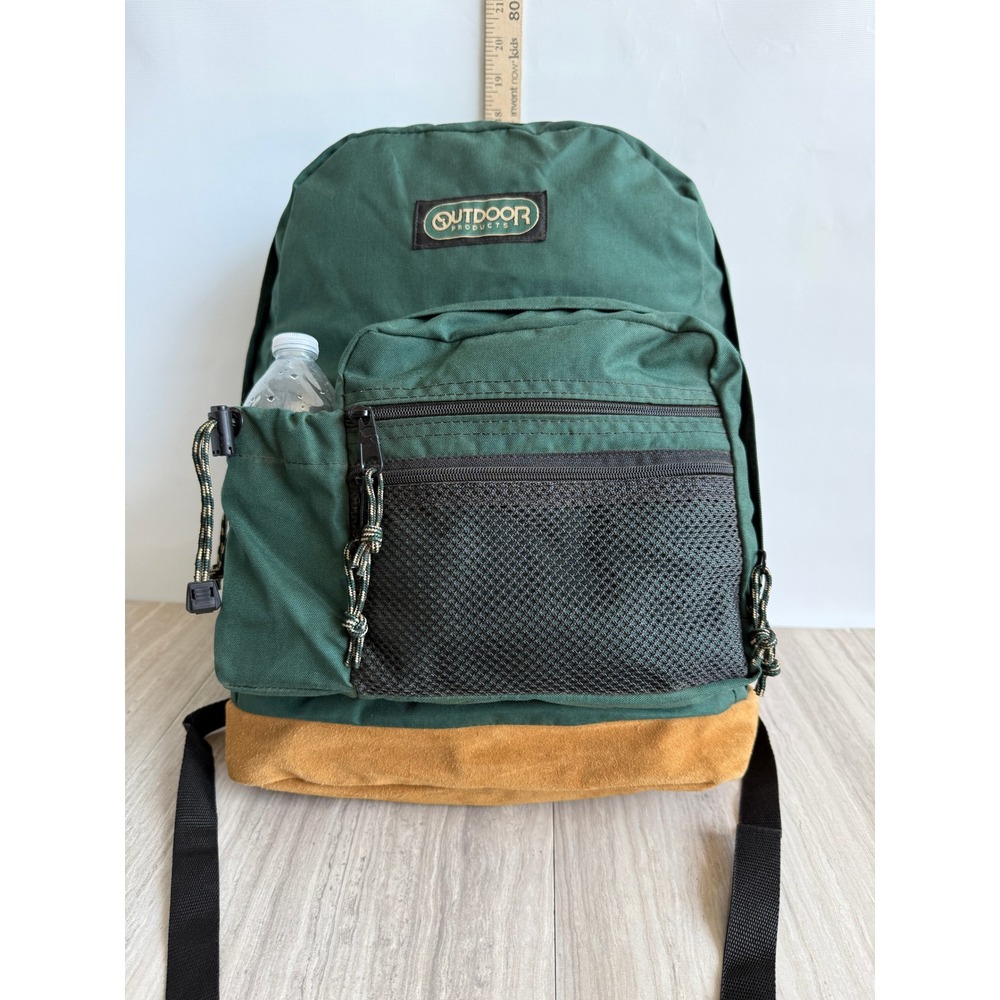 True Vintage Outdoor Products 90s Green Backpack Suede Bottom Made In USA